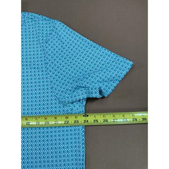 Kenneth Cole Golf Polo Shirt XL Teal Geometric Print Stretch Performance Mens - Picture 5 of 8